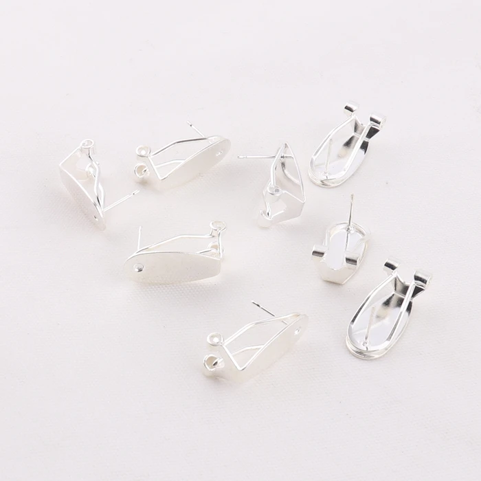 Silver color fingernail Earring clip Post With Clip On Back