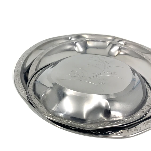 
Food Grade Stainless Steel Metal Serving Tray oval tray BBQ buffet tray 