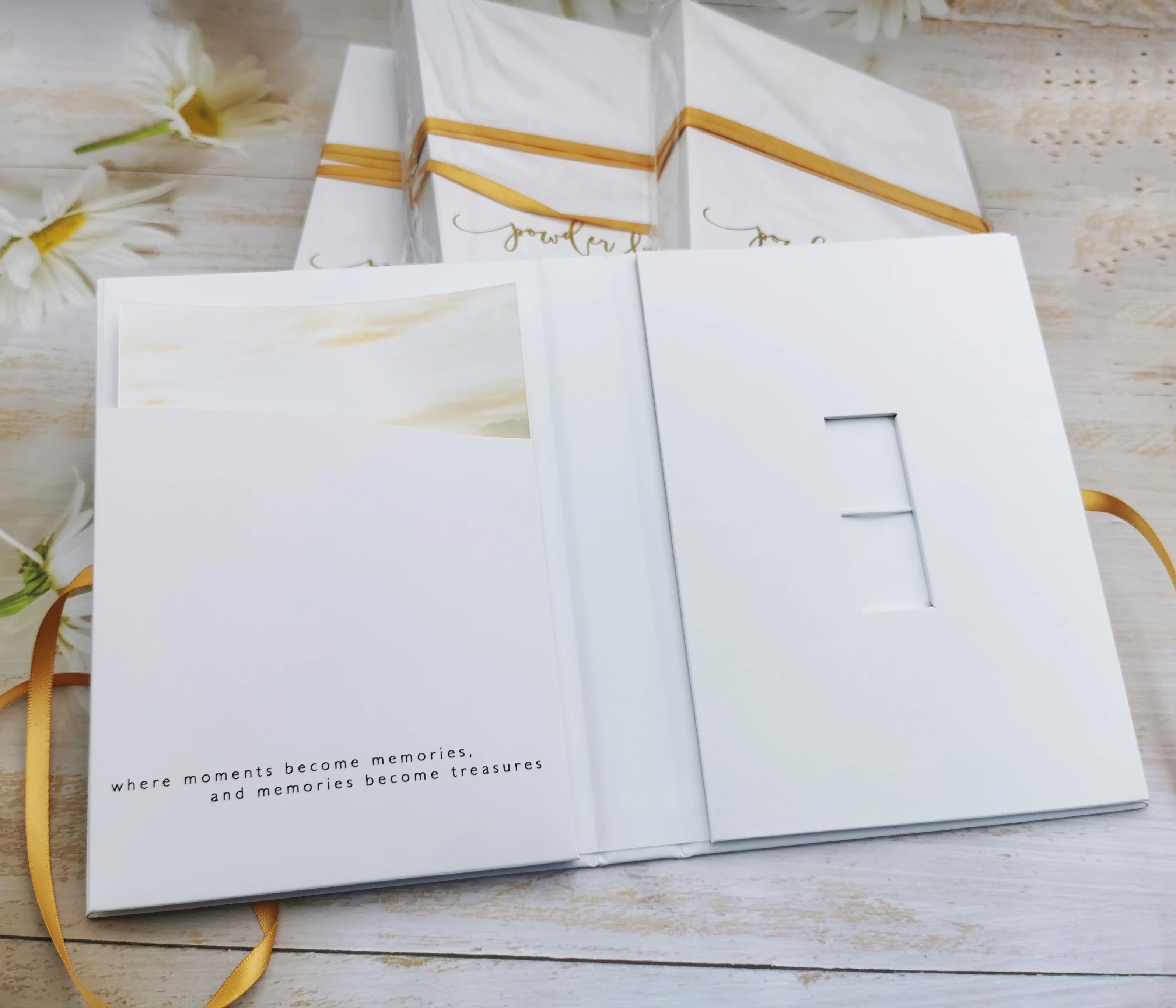 OEM  4*6 5X7 6*8 inch prints Special Paper Wedding Album Folio Photo Box USB Flash Drives presentation Gift photograph Box