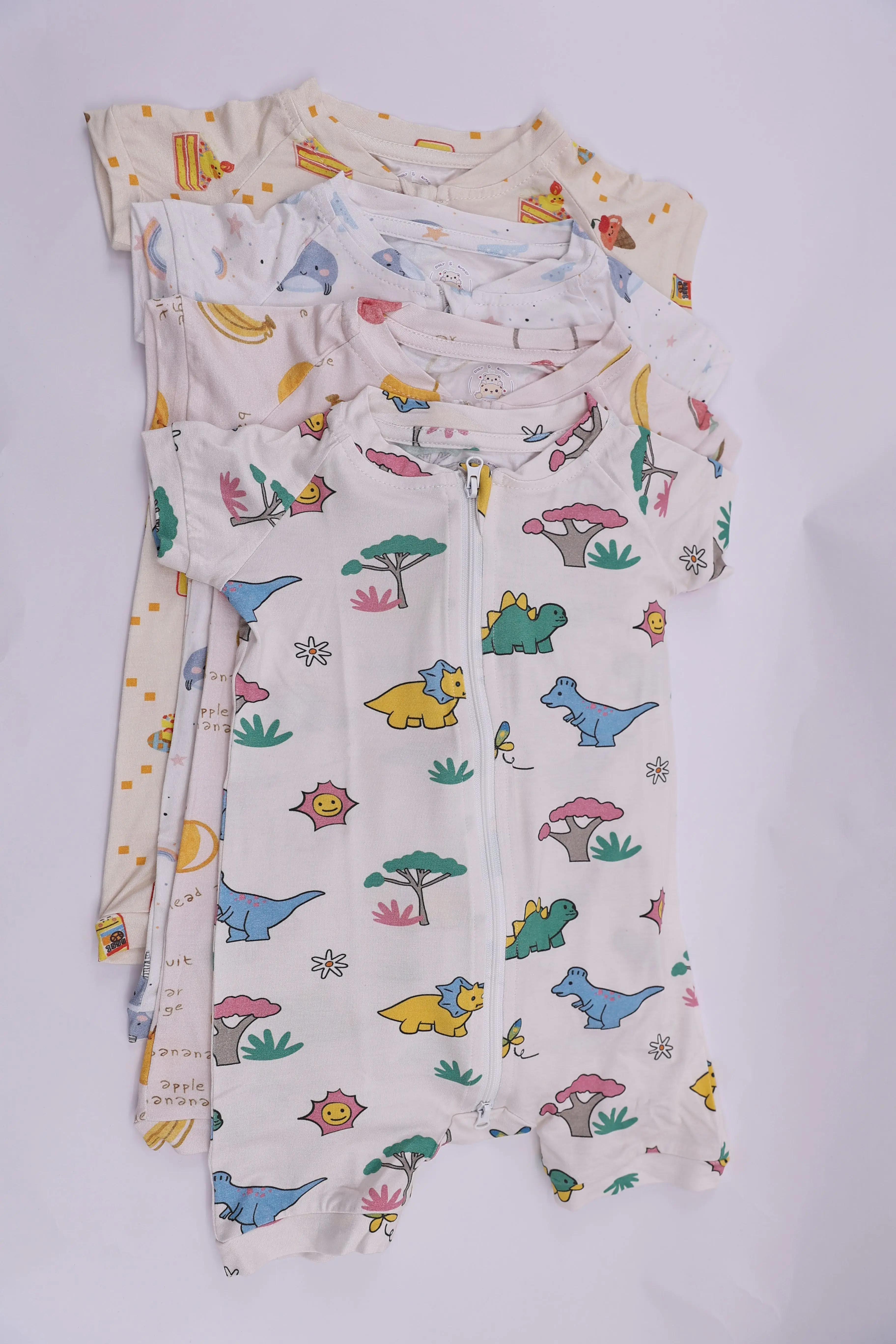Custom Print Halloween Pattern 95% Lyocell 5% Spandex Newborn Baby Infant Zipper Onesie Rompers For Summer