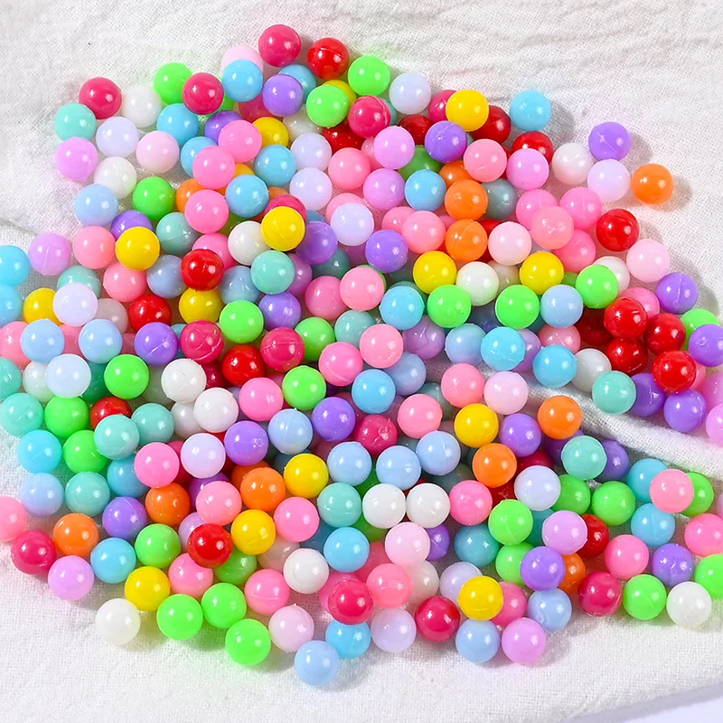 Hengxin 3MM 4MM 5MM 6MM 8MM Plastic Beads No Hole Colored Beads For Craft Decoration