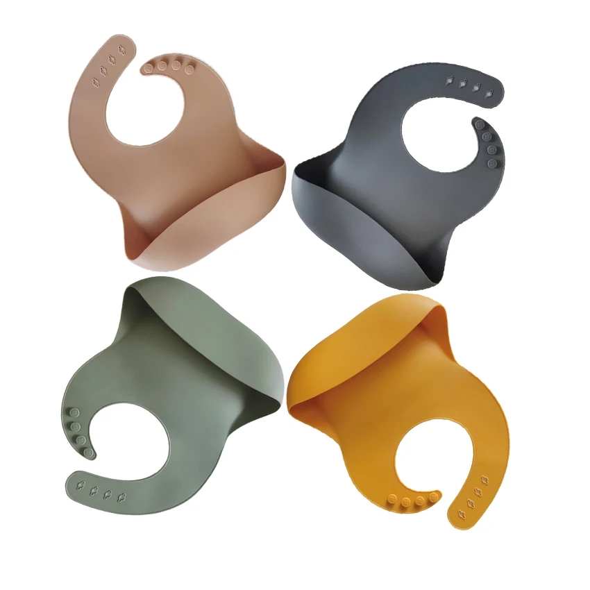 
Comfortable Toodler Bib Brown Eco friendly Silicone Bibs BPA Free 