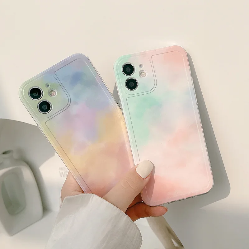 Cloud gradient color Painting Style cellphone case tpu Phone Cover for iphone 14 plus 14 pro max 13 pro 12 mini
