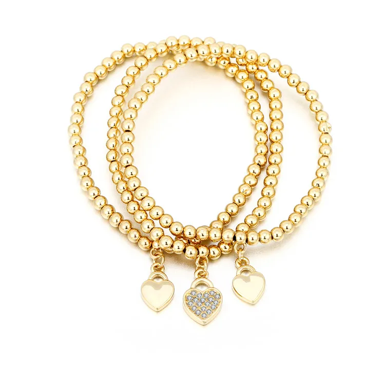 3pcs Set Beautiful Excellent Love Heart Pendant Bracelet Girl Bracelet Mom Beads Bracelets