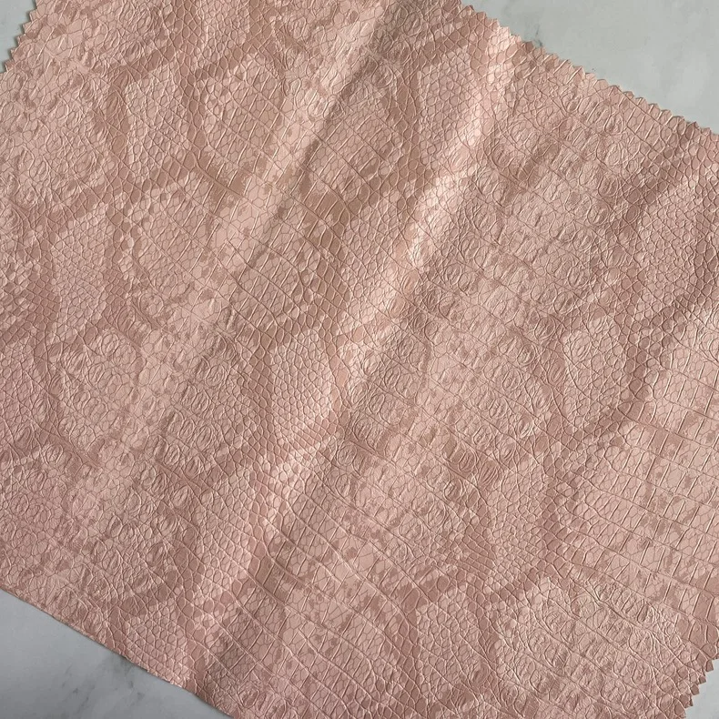 New wholesale Embossed Tow-tone Crocodile Snake Pattern Faux Animal PU Synthetic Leather Fabric 0.7 mm for garment, pack, jacket