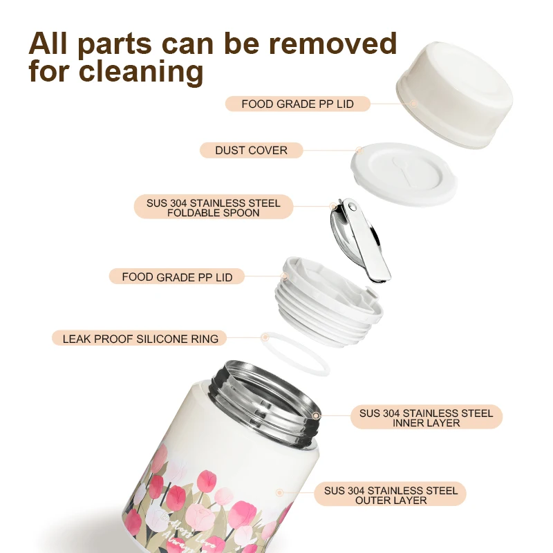 Wholesale Insulated Vacuum Hot Food Flask Thermo Stainless Steel Food Warmer Container for Food