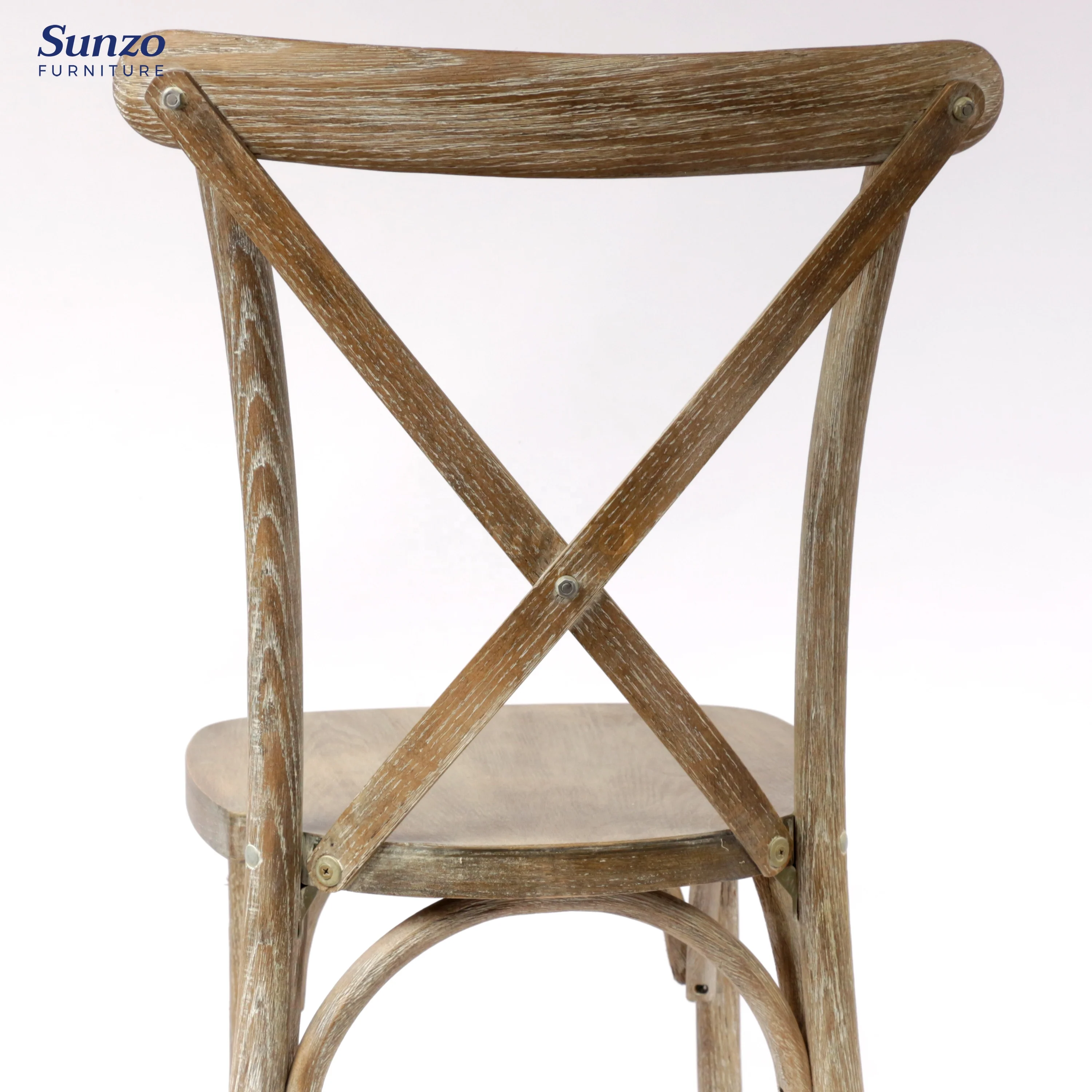 Sunzo Furniture Vintage X Crossback Chairs Stackable Wooden Wedding Dining Chairs