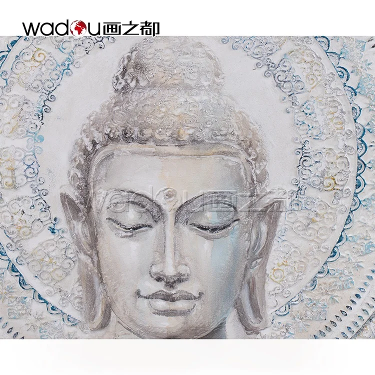 Custom Hand Paint In Buddha Wall Handmade Oil Painting Canvas Art In Blue Custom Wall Art For Home Decoration