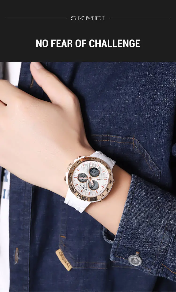 Skmei 2106 fancy odm men digital watch best Silicone strap water resist double display  sports watch manufacturer
