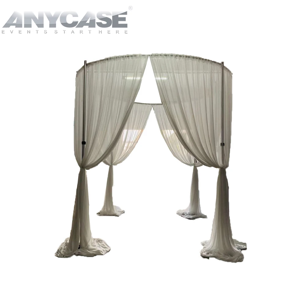 White Curtains Aluminum Pipes Round 10ft Wedding Decoration Adjustable Round Curved Pipe and Drapes for Events