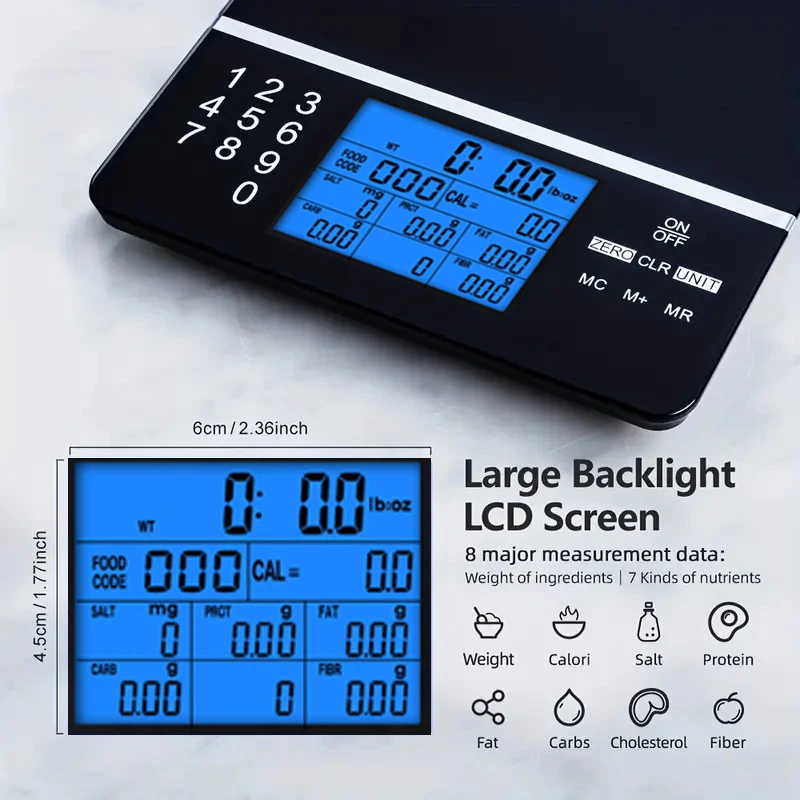 Canny LCD Digital Nutrition Kitchen Diet Fats Food Scale With Capacity Of 5kg