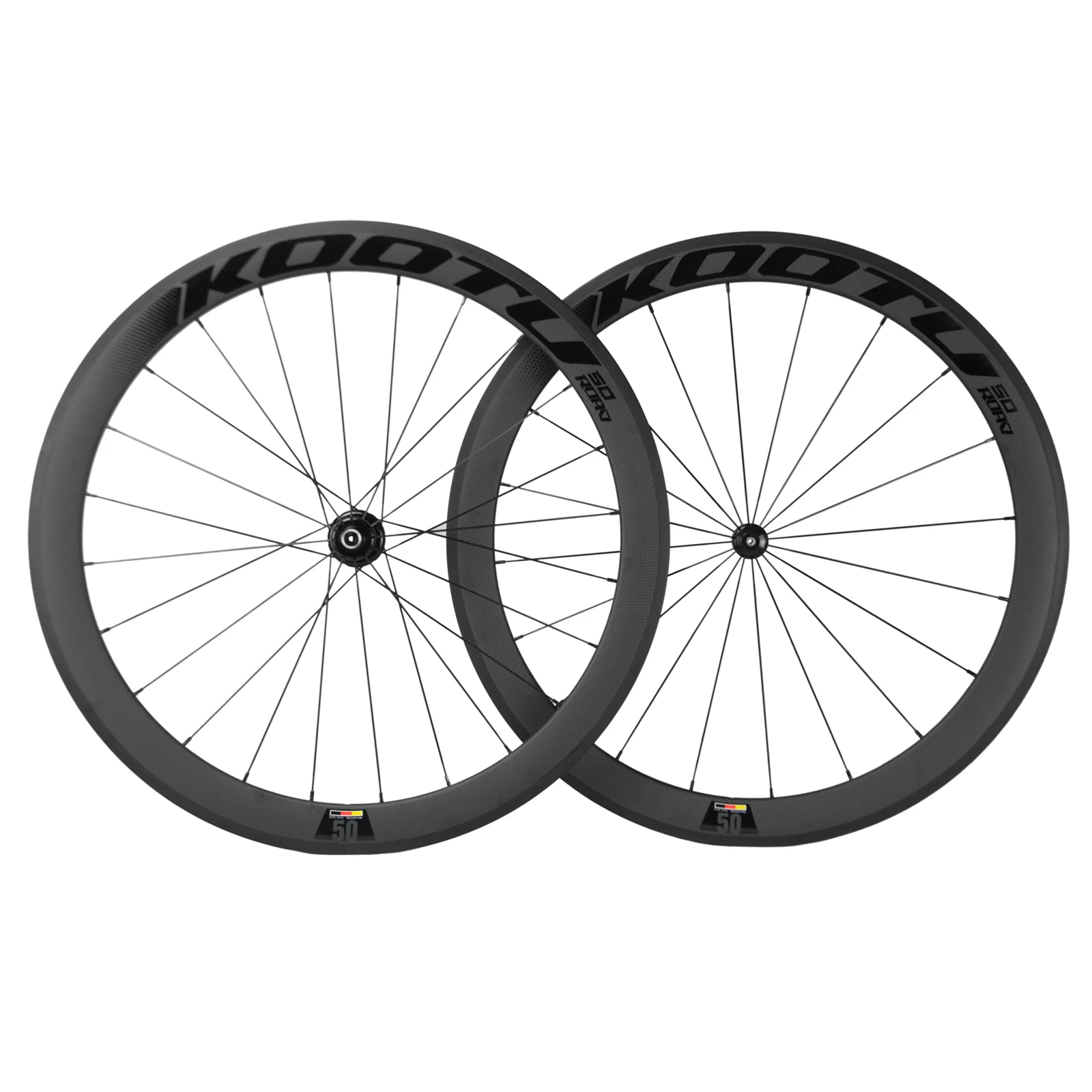 KOOTU Rims Road Bike Carbon Rims 700c Light Weight Carbon Road Bike Wheels Wheelset Carbon 50MM Depth Aero Rims with Accessories