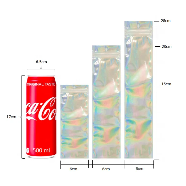 In Stock Makeup Brushes Plastic Packing Bags Resealable Zip Party Favor Accessories Foil Holographic