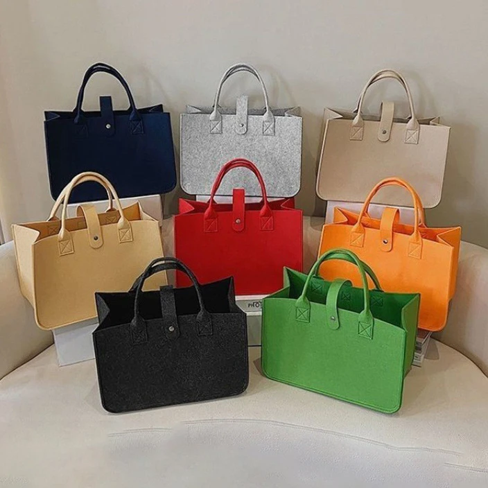 Custom Logo Large Capacity Tote Bag Women Outdoor Shoulder Bag Lady Handbag Shopping Advertising Gift Package Ladies Felt Bags