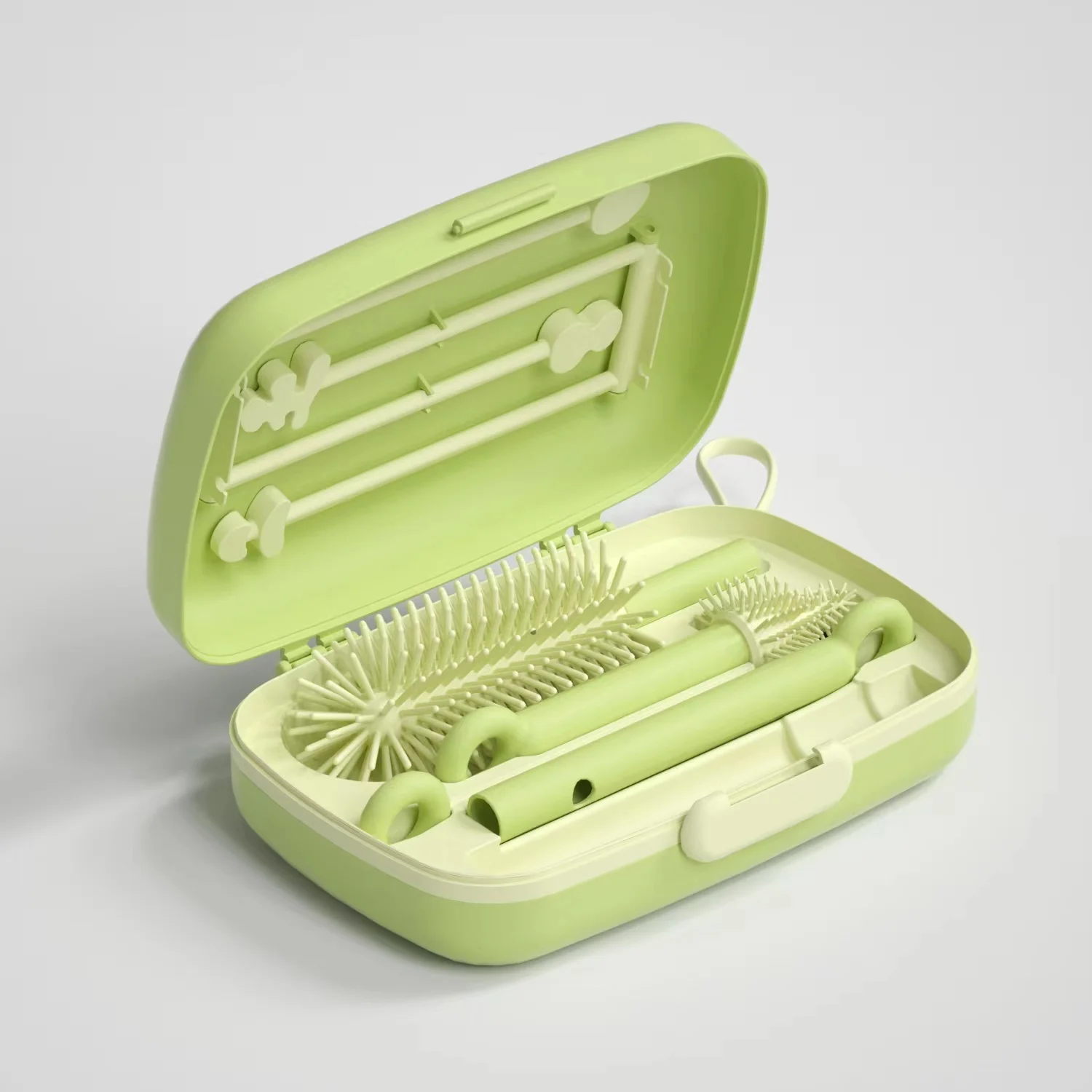 Multi-functional Portable Bottle Brush Baby Bottle Dryer Drain Rack Set Eco-Friendly Silicone Bottle Cleaner Brush