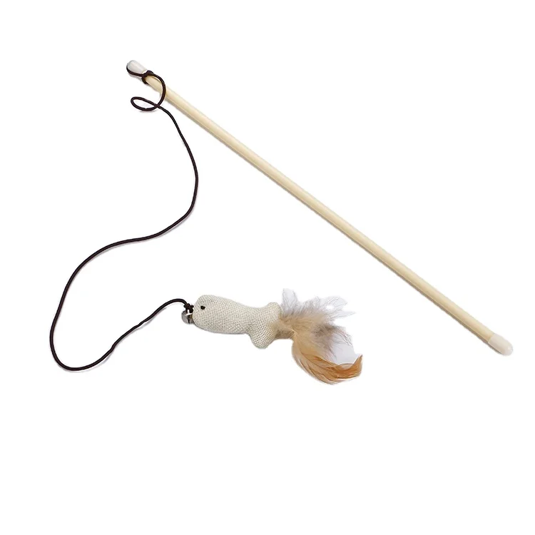 
Wholesale new design cloth bird shape plastic stick feather cat teaser with bell 