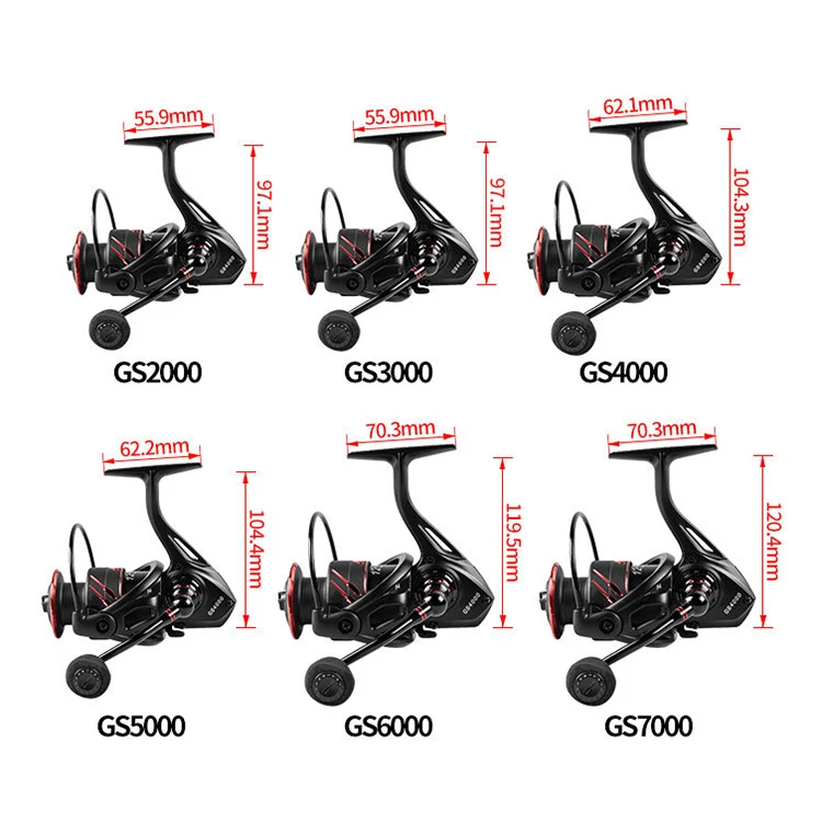 NEW OEM Fishing Reel Carp Fishing Full Metal Spool Spinning Reel 5.0:1 Max Drag 10Kg Power Sea Carp Fishing Reel Black