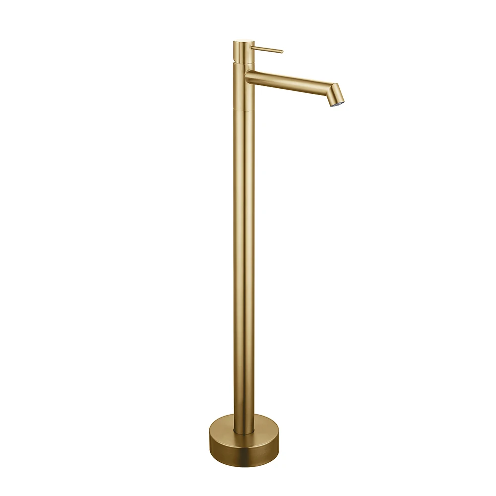 Floor Standing Bathtub Faucet Hot and Cold Water Supplied Brushed Gold Finish Brass Bath Tub Mixer Tap