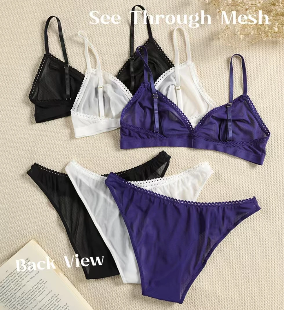 Прозрачный женский бюстгальтер трусики Комплект сексуальные женские