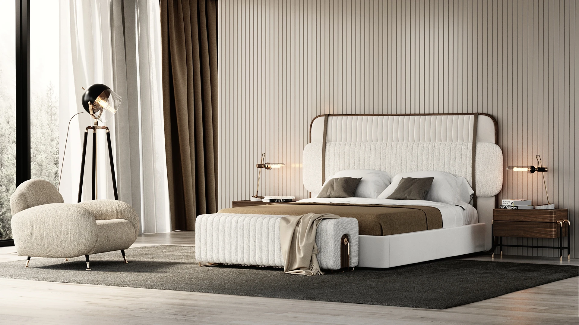 Nightstand Bedroom table furniture stainless steel base Bedside cabinet walnut night stand