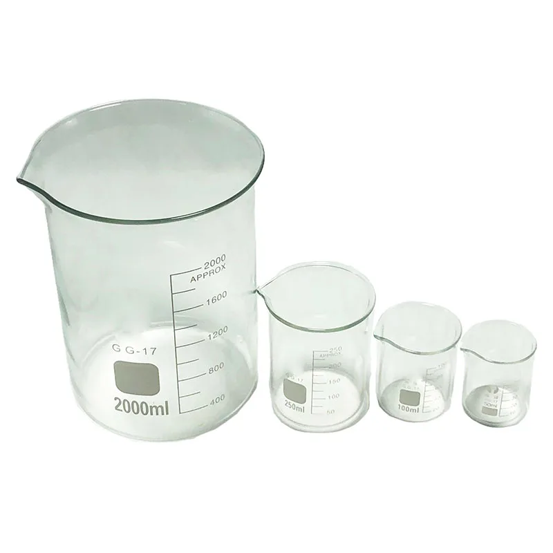 Лабораторный боросиликат, термостойкий, 50 мл, 100 мл, 250 мл, 1000 мл, 2000 мл, 3000 мл, 5000 мл, стеклянный стакан с напечатанными градиентами