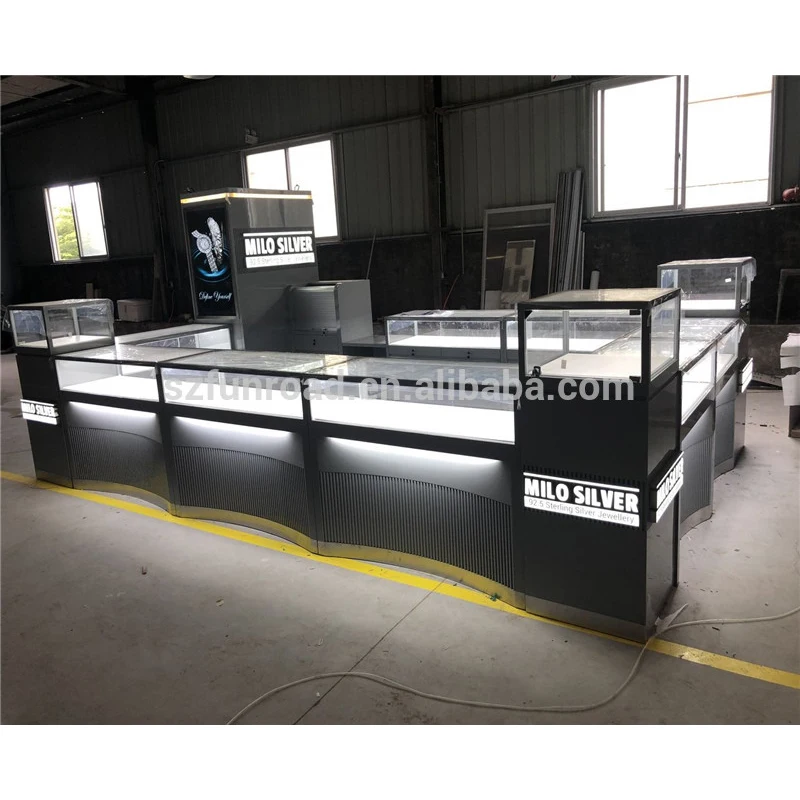 Luxury Design Commercial Jewellery Kiosk Furniture Decoration Glass Showcase Cabinet Jewelry Kiosks Display For Mall