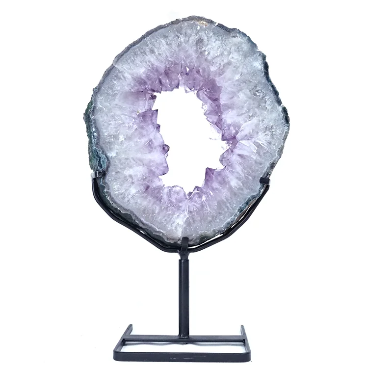 Big Natural Rock Amethyst Geode Slabs Brazil Agate Amethyst Slice With Druzy Amethyst Geode For Decoration