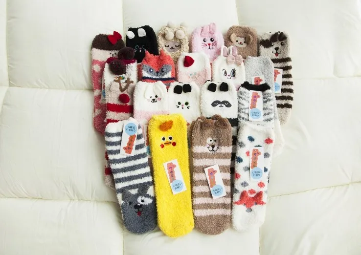 Warm Coral Fleece Socks Christmas Gift Cartoon 3D Socks
