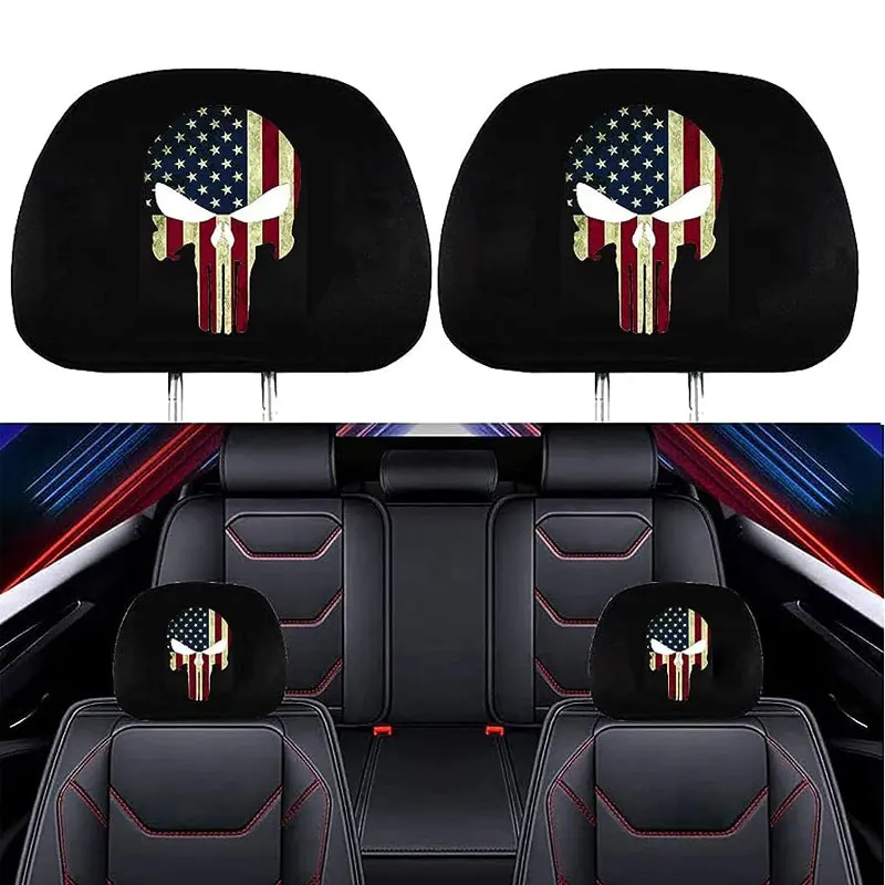 2023 High Quality Decorative Advertising Spandex Puerto Rico America Car Custom Headrest Covers Flag Car Seat Flag