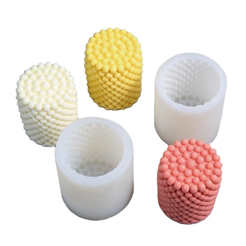Easy Release  3D  Ball Cylinder Candle Mold Pillar Shape Silicone Mold Magic Cube Bubble Geometric Ball Candle Soap Mold