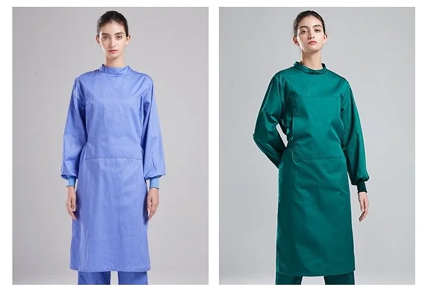 Wholesale cheap cotton Unisex Patient Uniform Reusable Polka Dot Printing Women Cotton Hospital  gown