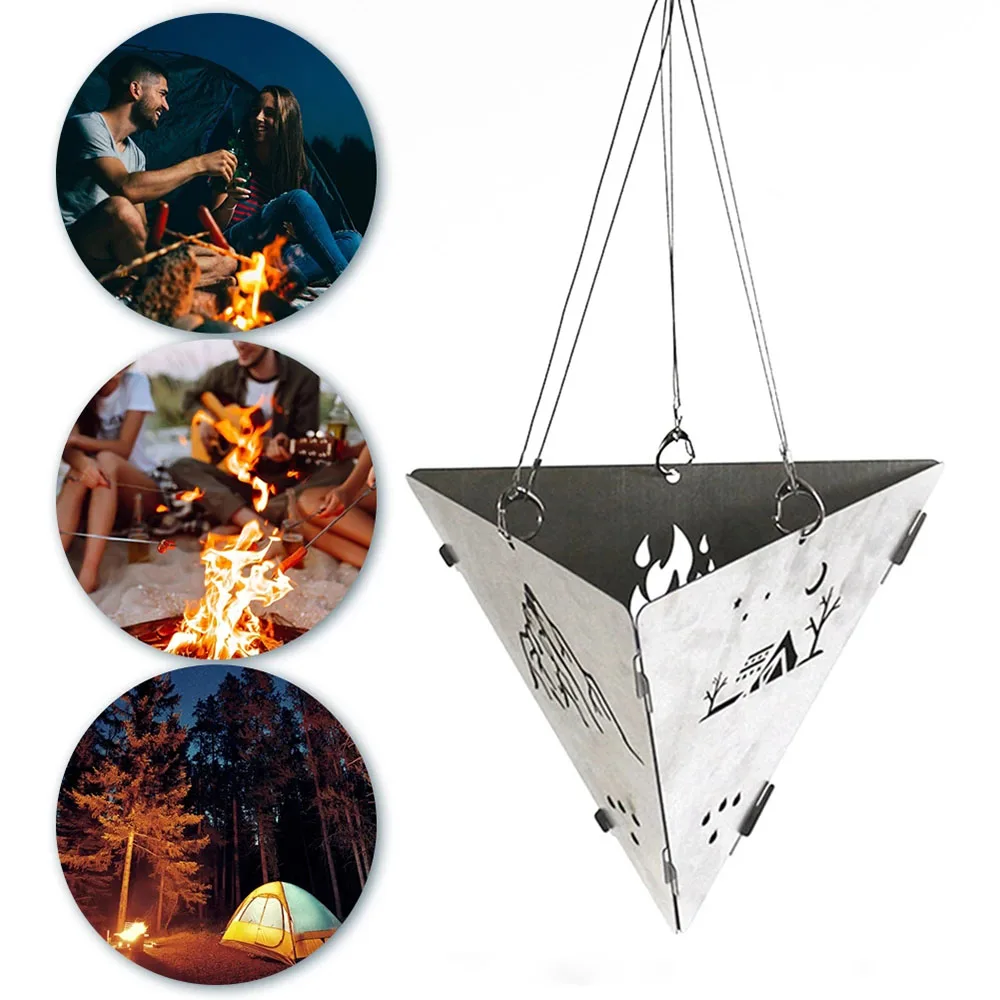 Portable Outdoor large ultra-light Split Wood Stove Camping Bonfire Hanging Platform Picnic BBQ Grill