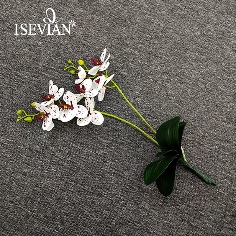 ISEVIAN Real Touch латексные цветы орхидеи для свадебного декора 2 ветки Орхидея фаленопсис с листьями