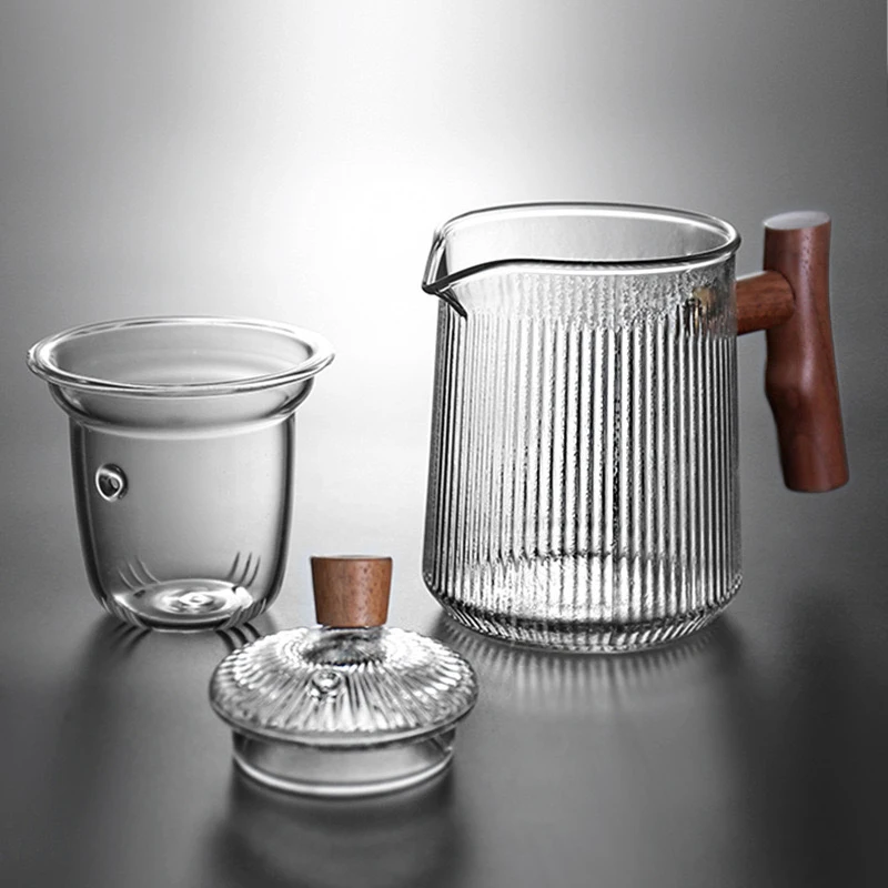 striped cylindrical glass teapot  mini glass teapot