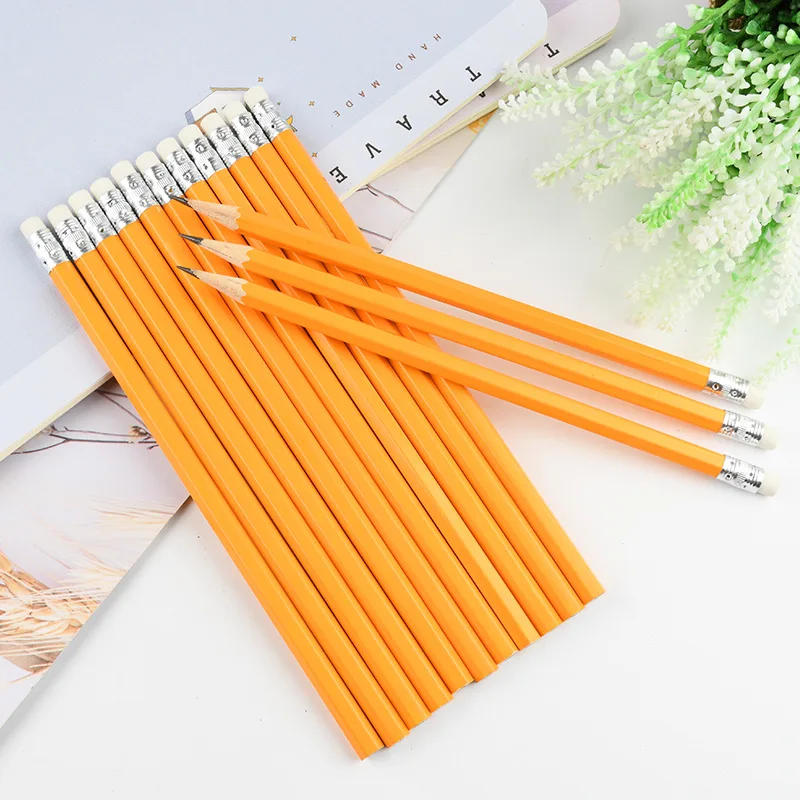 Factory Standard Pencil Logo Wooden Cheap Wholesale Bulk Custom Design HB Black Pencil With Eraser