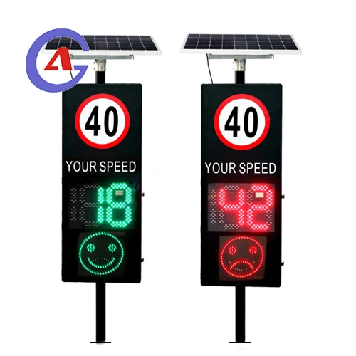 Outdoor Car Detect Electric Smile Sign LED Warning Traffic Feedback Sign Solar Power Radar Speed Sign