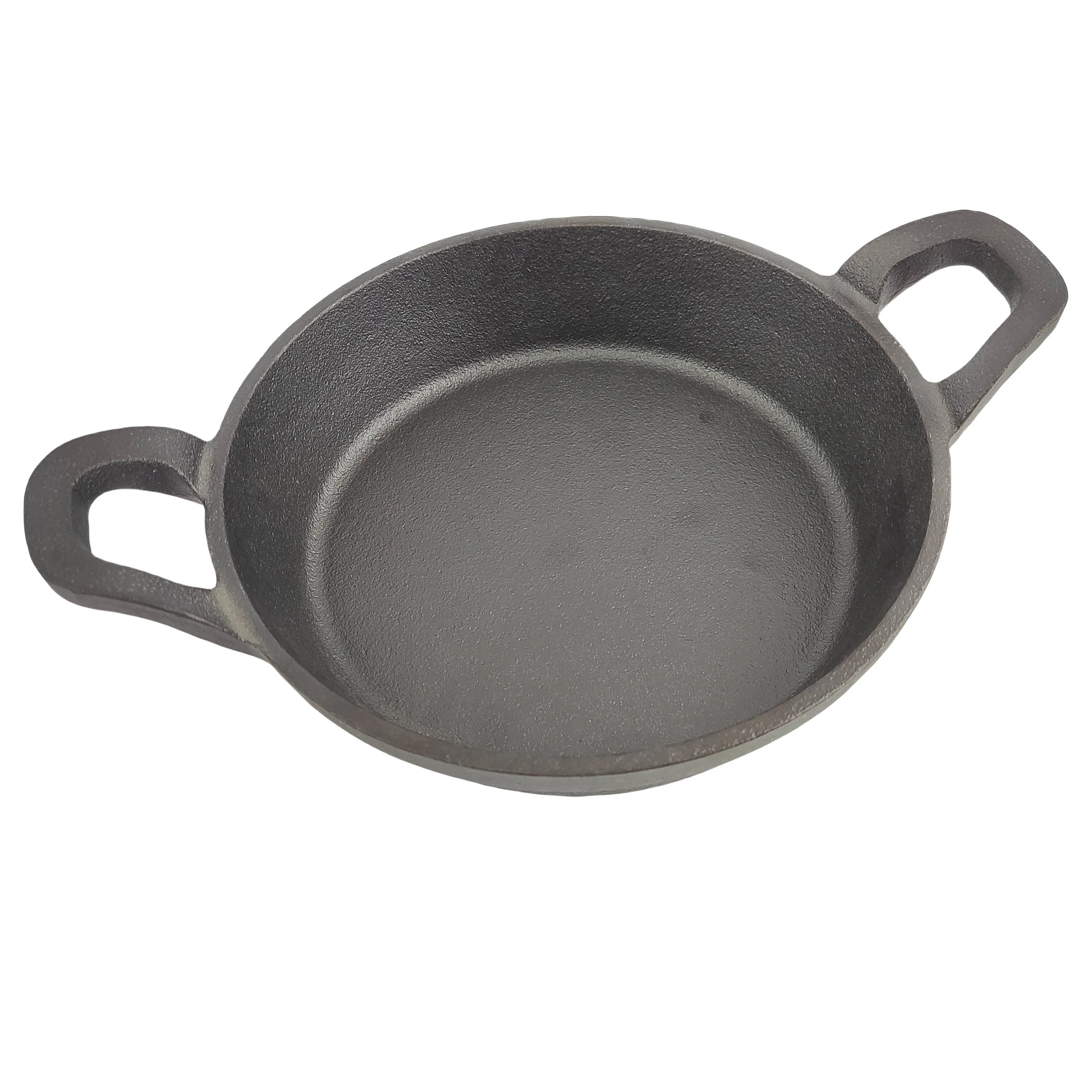 China Pre-Seasoned Cast Iron Skillet Frying Pan Cheap Custom Round Kitchenware High Quality Pan With Dual Handle