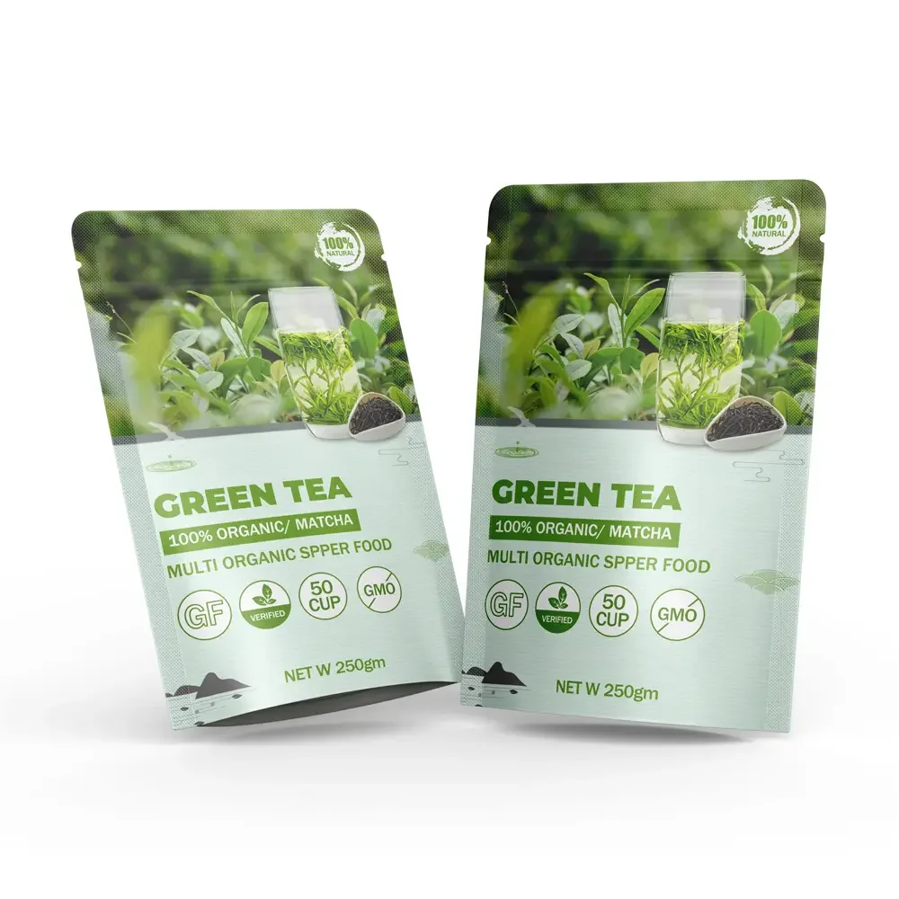 Custom Stand up Pouch for Food Use Biodegradable Tea Bag Packaging