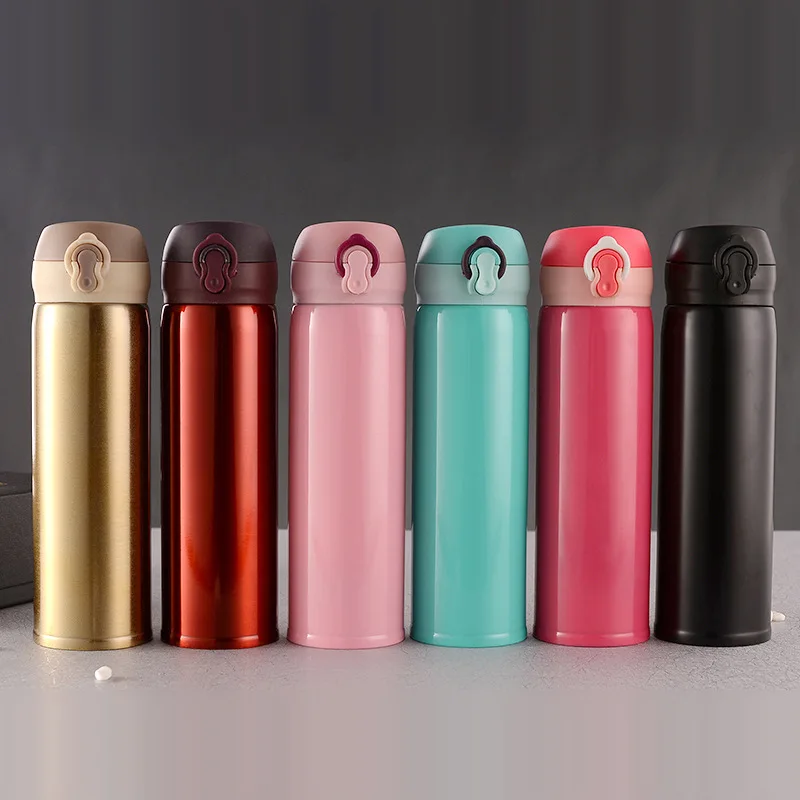 Wholesale 304 stainless steel vacuum flask Double wall vacuum cartoon bounce pea water bottle advertising gift water mug