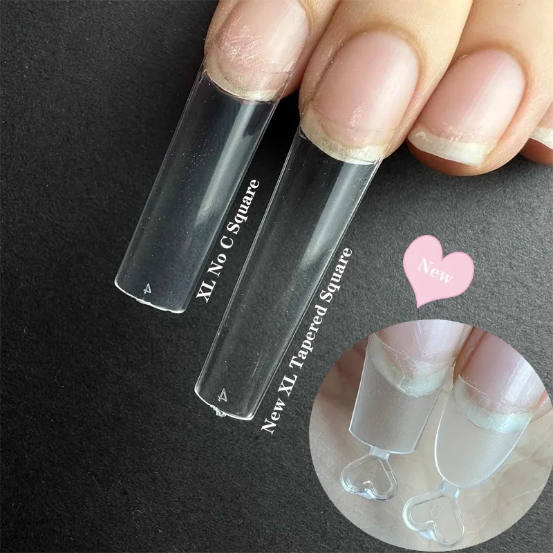XXXL XXL No C Curve Nail Tips Coffin Refill Size 4 5 6 7 Straight Tapered Stiletto Clear Half Cover XL Square Nail Tips Refill
