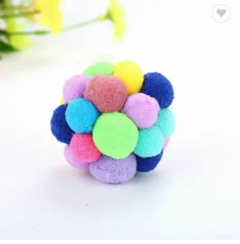Dropship Pet Cat Ball Pet Cat Supplies Toy Colorful Handmade Bells Bouncy Balls Catnip Interactive Toy