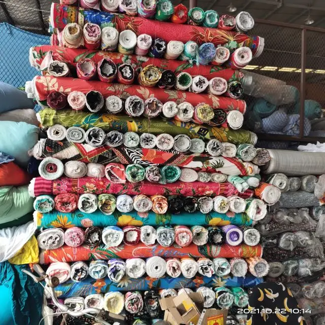 Wholesale stock woven rayon viscose floral  printed  100% rayon mix ready goods by kg price