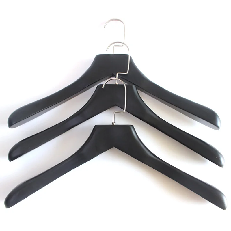 Supplier Custom 38cm Wooden Women Coat Hangers for Clothes Black