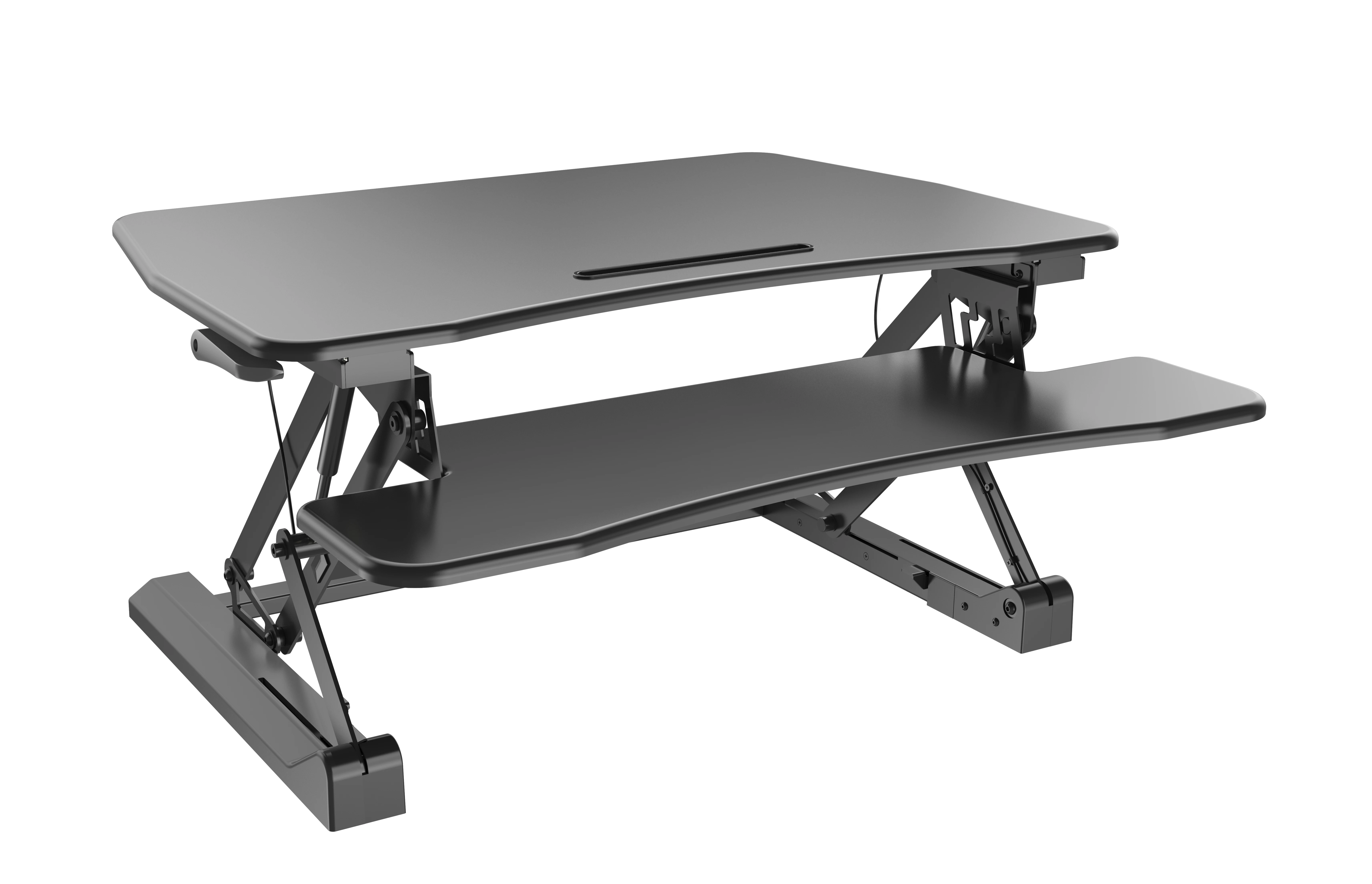 V-mounts Home Office Modern Dual Monitor Laptop Desk Height Adjustable Computer Riser Sit Stand Converter Made Plastic VM-LD07