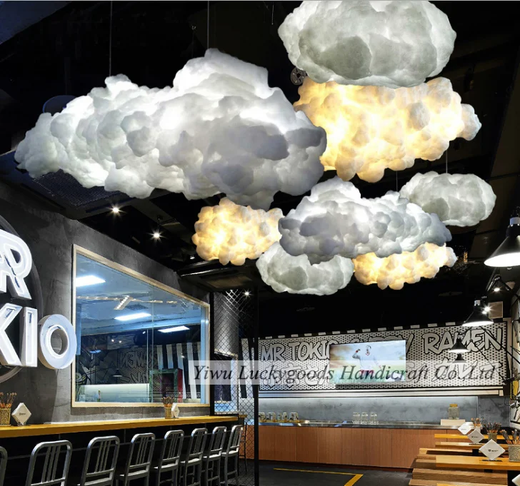 Led Hanging Modern Nordic Lamp White Cloud Chandelier Light for Indoor Living Room Dining Room