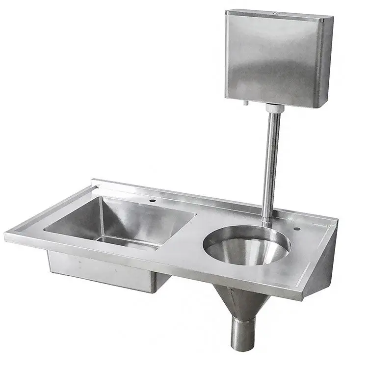 Easy cleaning  Satin finished wall-mounted  stainless steel sluice sinks