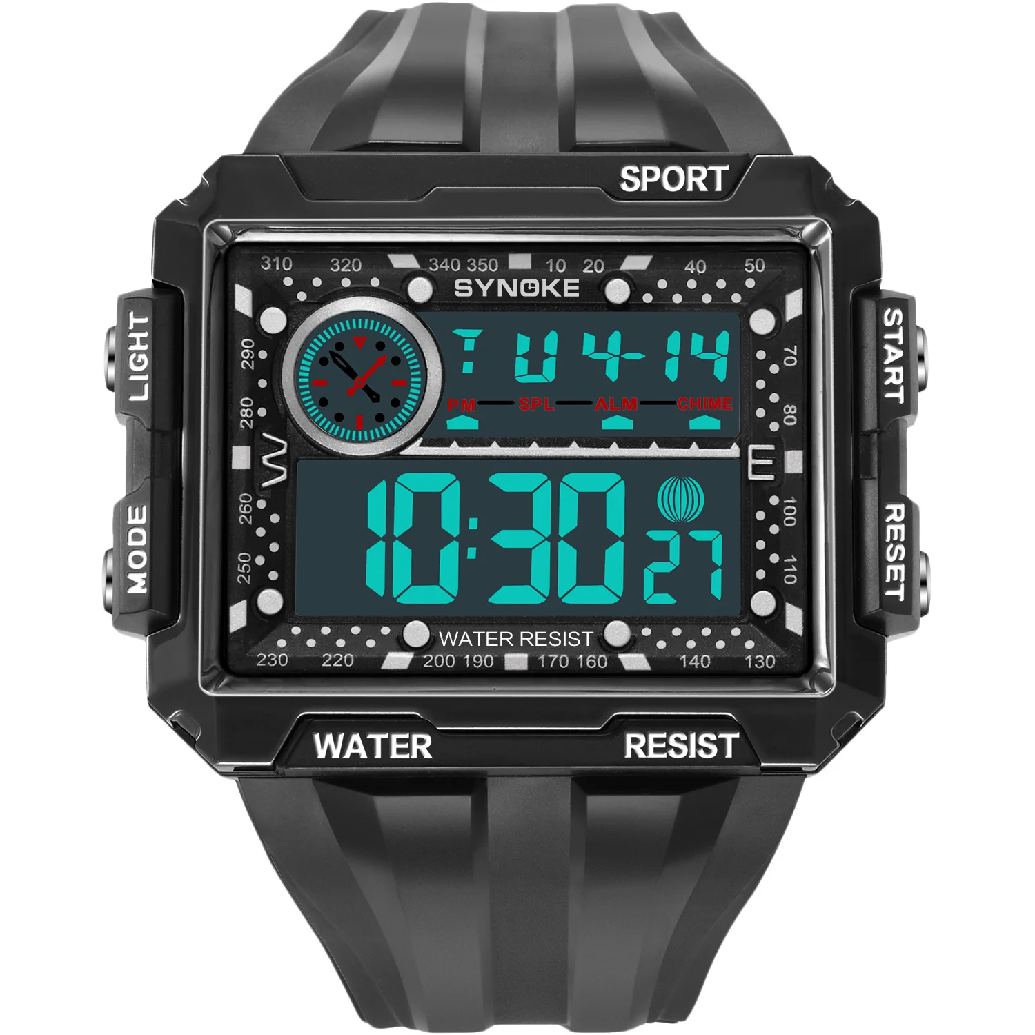 SYNOKE New Men Mountaineering Digital Watch Waterproof Shock Resist Large Screen Outdoor Running Student Fashion Watch Handsome