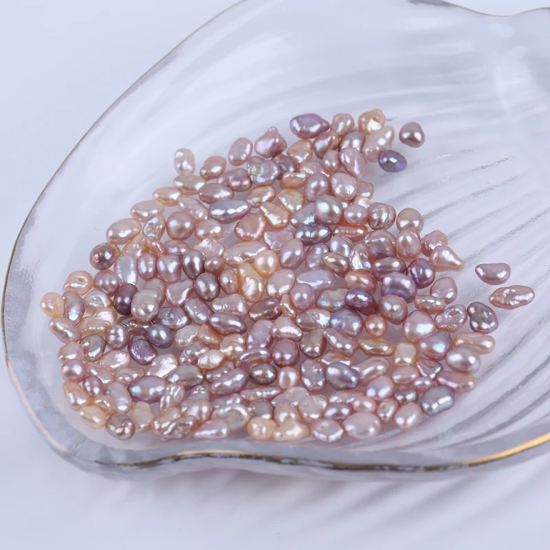 5-9mm AAA A Natural Pink Purple Loose Real Fresh Water Keshi Pearl Beads