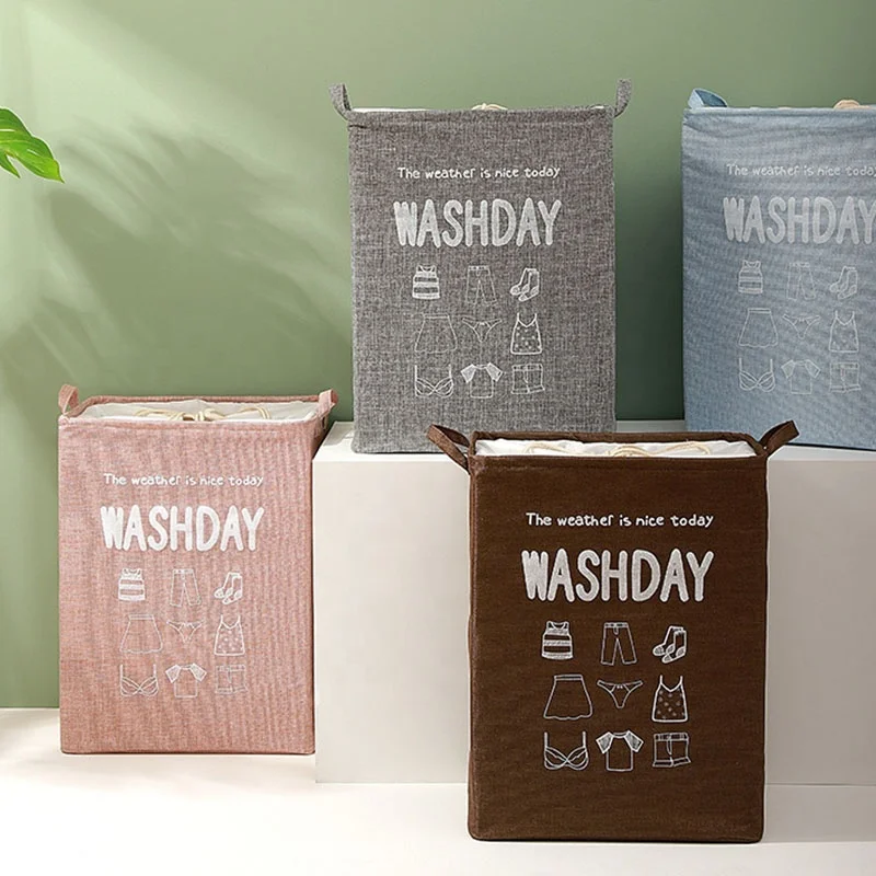 Factory Wholesale Cotton Linen Dust-proof Laundry Basket Foldable Toy Storage Boxes Laundry Storage Basket