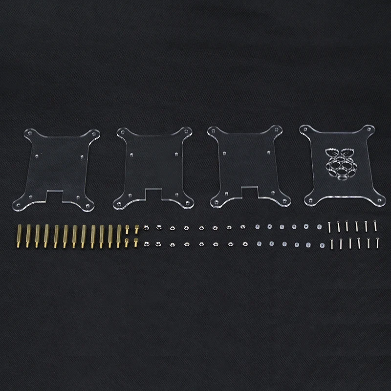 Трехслойный акриловый корпус для Raspberry Pi 4, прозрачный корпус, корпус с логотипом для Raspberry Pi 3, Модель B Plus/3B/2B